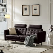 SZLIZCCC 72" Top-Grain Loveseat Leather Sofa Couches for Living Room, Upholstered Genuine Leather Couch Tufted Sofa with Metal Legs&Wide Backrest, Two Seater Couch for Bedroom