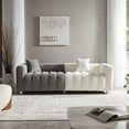 thumbnail image 1 of SZLIZCCC 87.4'' 3 Seater Velvet Sofa Loveseat , Modern Bubble Upholstered Couch with 2 Pillows and Metal Feet for Living Room Gray+White, 1 of 7