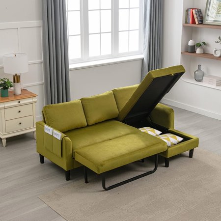 SZLIZCCC L Shaped Sectional Sofa 72" Sectional Sleeper Sectional Sofa with Storage Chaise, Upholstered Corner L Shaped Living Room Couch with Pocket for Home Office