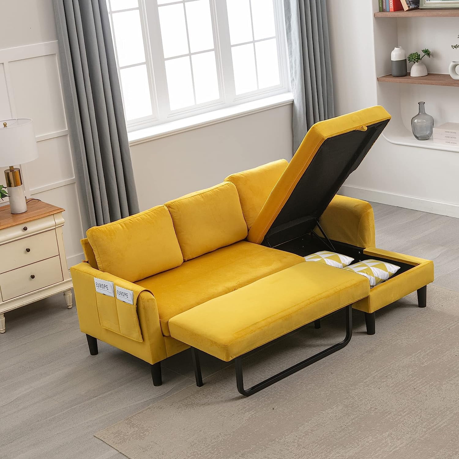 SZLIZCCC L Shaped Sectional Sofa 72" Sectional Sleeper Sectional Sofa