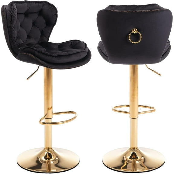 SZLIZCCC Modern Swivel Pub Height Barstool, Velvet High Dining Chair, Counter Stool for Bar(Set of 2 Black)