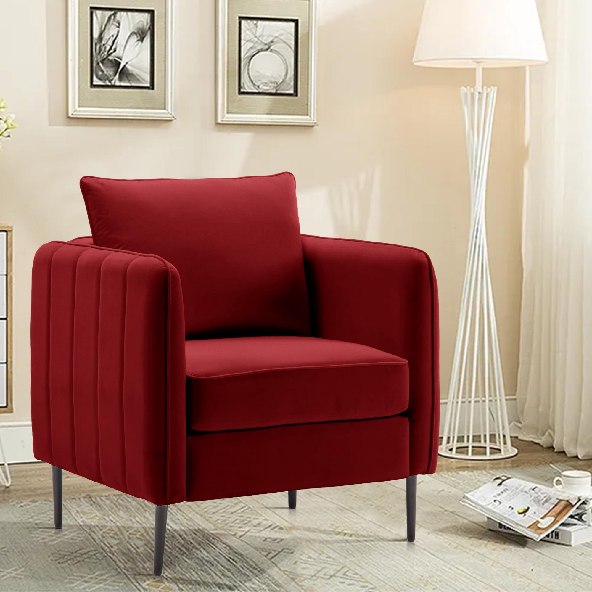 SZLIZCCC Modern Velvet Accent Chair, Single Sofa Chairs Armchair with ...