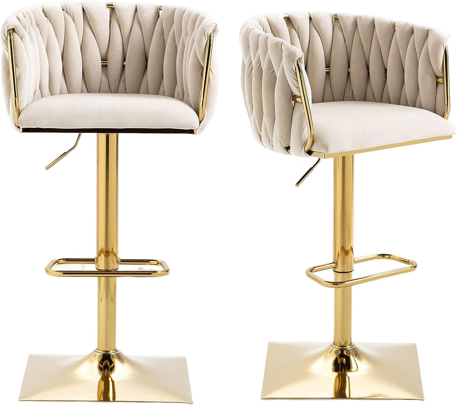 SZLIZCCC Modern Velvet Adjustable Bar Stool, 360 Degree Swivel Bar