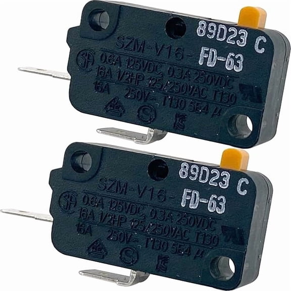 SZM-V16-FD-63 Microwave Door Switch (Pack of 2), 16A 125/250VAC 2-Pin, Compatible with GE, Samsung, LG Microwave and Suitable for Wolf, Jenn-Air Gas Range Igniter Repair