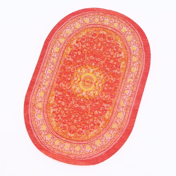 SZML 1/4Pcs Dollhouse Miniature Vintage Victorian Woven Blanket Oval Rug Floral Print Retro Turkey Carpets Kids  Furniture Decor Acc