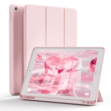 SZPSGC Case for iPad 9th/8th/7th Generation 10.2 Inch Model with Pencil Holder,Slim Tablet Cover with Soft TPU Back,Auto Wake/Sleep,Pink