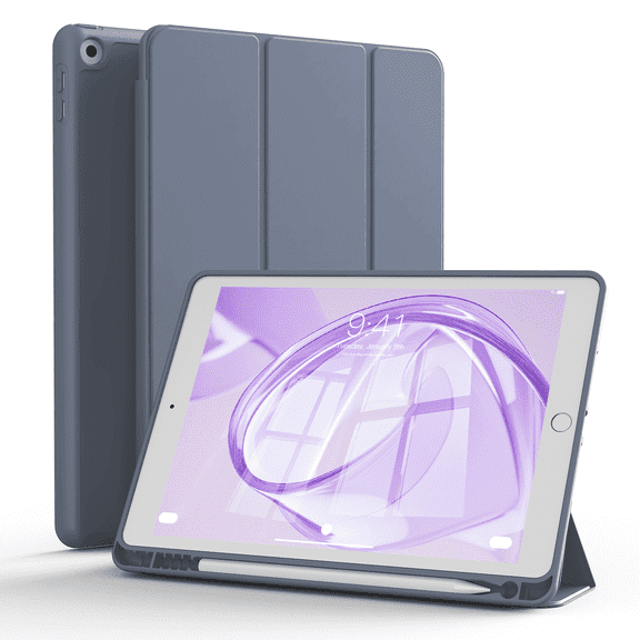 SZPSGC Case for iPad 9th/8th/7th Generation 10.2 Inch Model with Pencil Holder,Slim Tablet Cover with Soft TPU Back,Auto Wake/Sleep,Purple