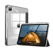 SZPSGC Case for iPad Pro 11 Inch 4th 3rd 2nd Generation Clear Transparent Back with Pencil Holder,Pink