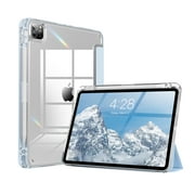 SZPSGC Case for iPad Pro 11 Inch 4th 3rd 2nd Generation Clear Transparent Back with Pencil Holder,Pink