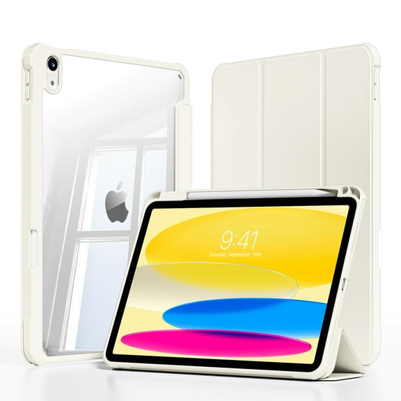 SZPSGC Case for iPad (A16) 11th Generation 11 inch 2025, iPad 10th Generation 10.9 Inch 2022 with Pencil Holder,Auto Wake/Sleep Cover,White