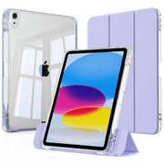 SZPSGC Case for iPad A16 11th/10th Generation 2025/2022 with Pencil Holder, iPad 11/10.9inch Transparent Case, Removable Slide Cover , Auto Sleep/Wake, Purple