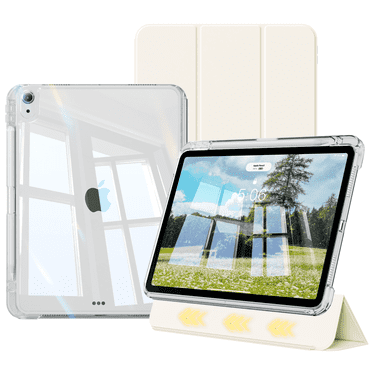 SZPSGC Hybrid Case for iPad 10th Generation 2022 with Pencil Holder, iPad 10.9 inch Case Detachable Sliding Cover with Clear Hard Back Shell, Auto Sleep/Wake,Wihte