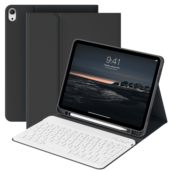 SZPSGC for iPad A16 11th 10th Generation Case with Keyboard, Soft TPU Back Cover with Pencil Holder, Magnetically Detachable Folio Keyboard case for iPad 11th Gen 11 Inch/10th Gen 10.9 Inch,Black