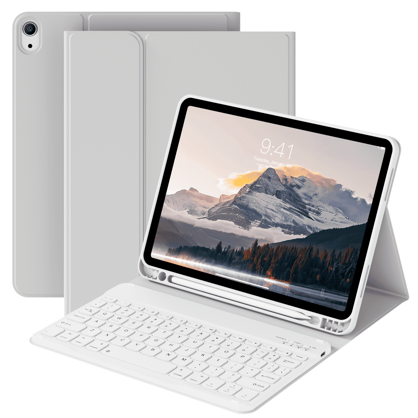 SZPSGC for iPad A16 11th 10th Generation Case with Keyboard, Soft TPU Back Cover with Pencil Holder, Magnetically Detachable Folio Keyboard case for iPad 11th Gen 11 Inch/10th Gen 10.9 Inch,Gray