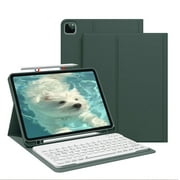 SZPSGC Keyboard Case for iPad Pro 11 Inch 4th 3rd 2nd Generation, Detachable Bluetooth Keyboard with Pencil Holder, Auto Wake/Sleep,Dark Green