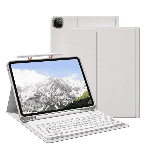 SZPSGC Keyboard Case for iPad Pro 11 Inch 4th 3rd 2nd Generation, Detachable Bluetooth Keyboard with Pencil Holder, Auto Wake/Sleep, Gray
