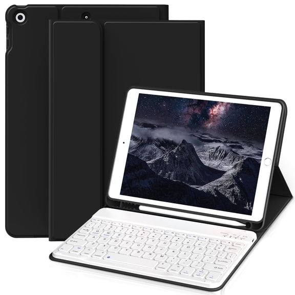 SZPSGC Keyboard Case for ipad 10.2" 9th/8th/7th Gen,Wireless Magnetic Detachable Keyboard for iPad 9th/8th/7th, with Built-in Pencil Holder, Black