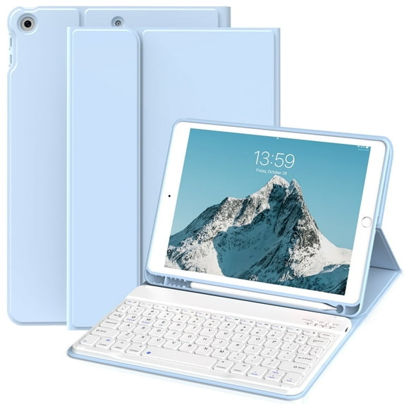 SZPSGC Keyboard Case for ipad 10.2" 9th/8th/7th Gen,Wireless Magnetic Detachable Keyboard for iPad 9th/8th/7th, with Built-in Pencil Holder, Blue