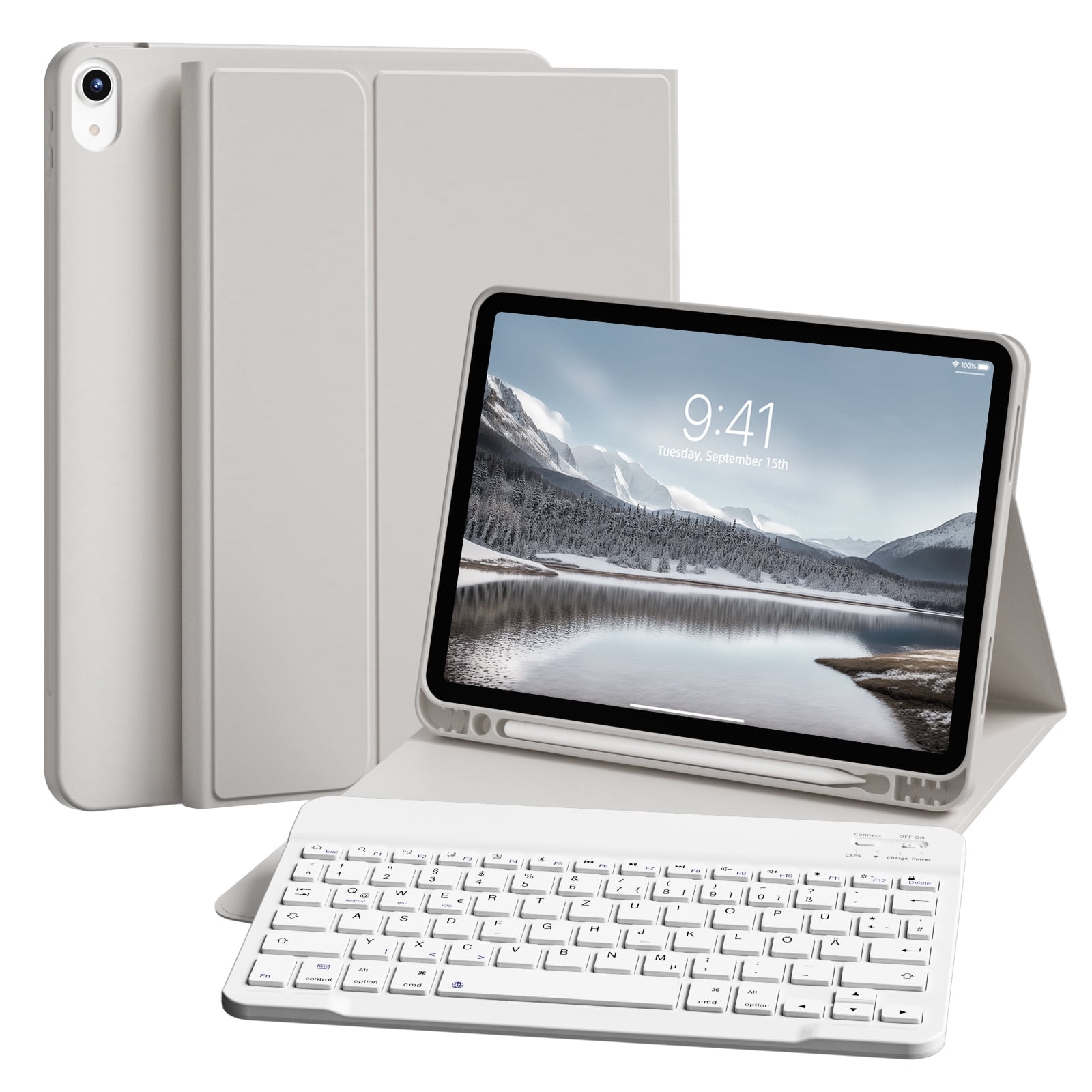 SZPSGC for iPad 11/10th Gen Case with Keyboard 11/10.9 inch 2025 A16/2022, Detachable Wireless Bluetooth Keyboard Case Thin & Light with Built-in Left Side Pencil Holder,Gray