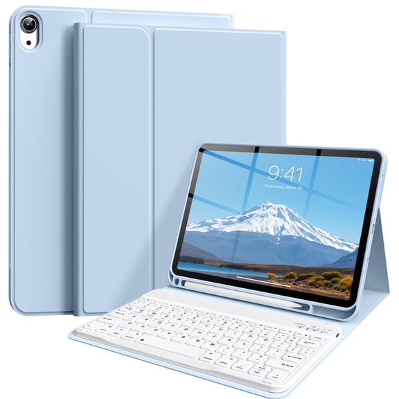 SZPSGC for iPad (A16) 11th Generation Case with Keyboard 11 inch 2025, iPad 10th Generation 10.9 inch Case with Pencil Holder, Multi-Angle Detachable Bluetooth Keyboard,Blue