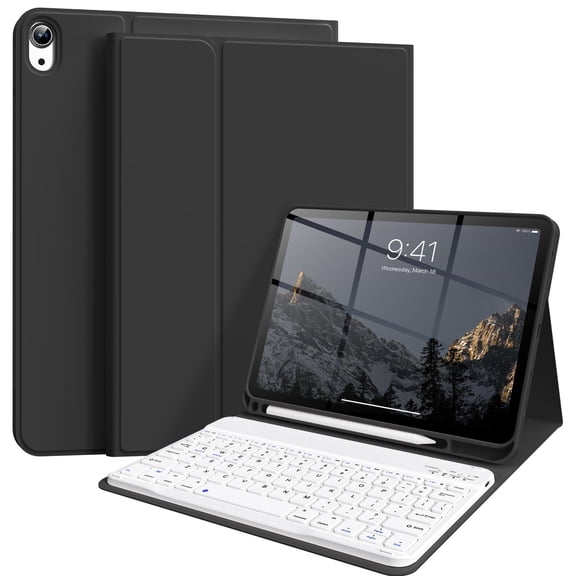 SZPSGC for iPad (A16) 11th Generation Case with Keyboard 11 inch 2025, iPad 10th Generation 10.9 inch Case with Pencil Holder, Multi-Angle Detachable Bluetooth Keyboard,Black