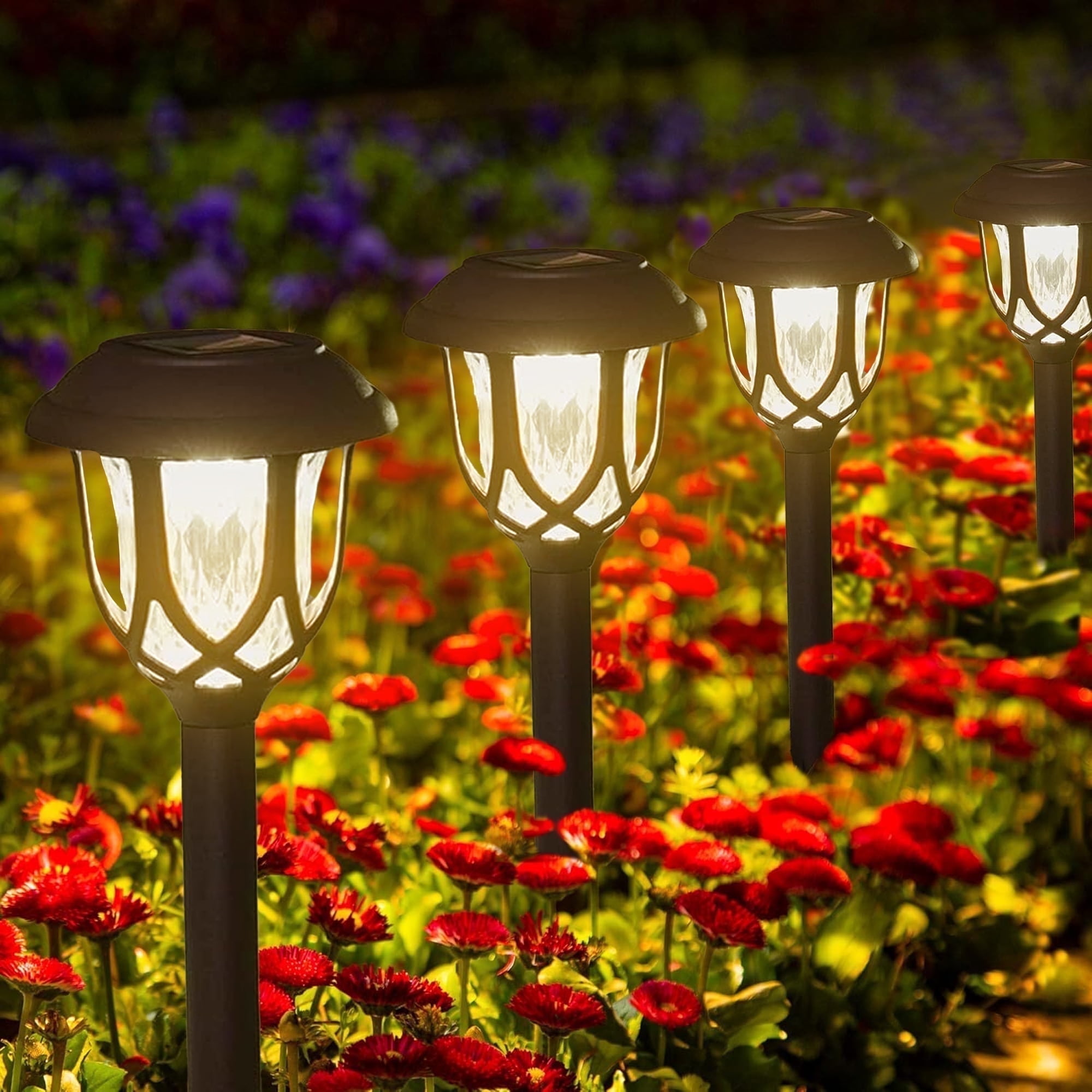 SZRSTH Solar Lights Outdoor Waterproof, 6 Pack LED Solar Garden Lights Outside Decor for Yard Patio Landscape Walkway