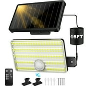 SZRSTH Solar Outdoor Lights - LED Motion Sensor Light with Remote Waterproof Security Flood Light for Patio Garage Porch Yard, 1 Pack