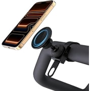 SZSZ Gym Magnetic Phone Holder for MagSafe, 20X N52 Magnets, Strong Magnets Stable and Secure Phone Mount with Adjustable Strap, Phone Mount Clamp for Peloton Bike, Gym Equipment, Stroller, Treadmill