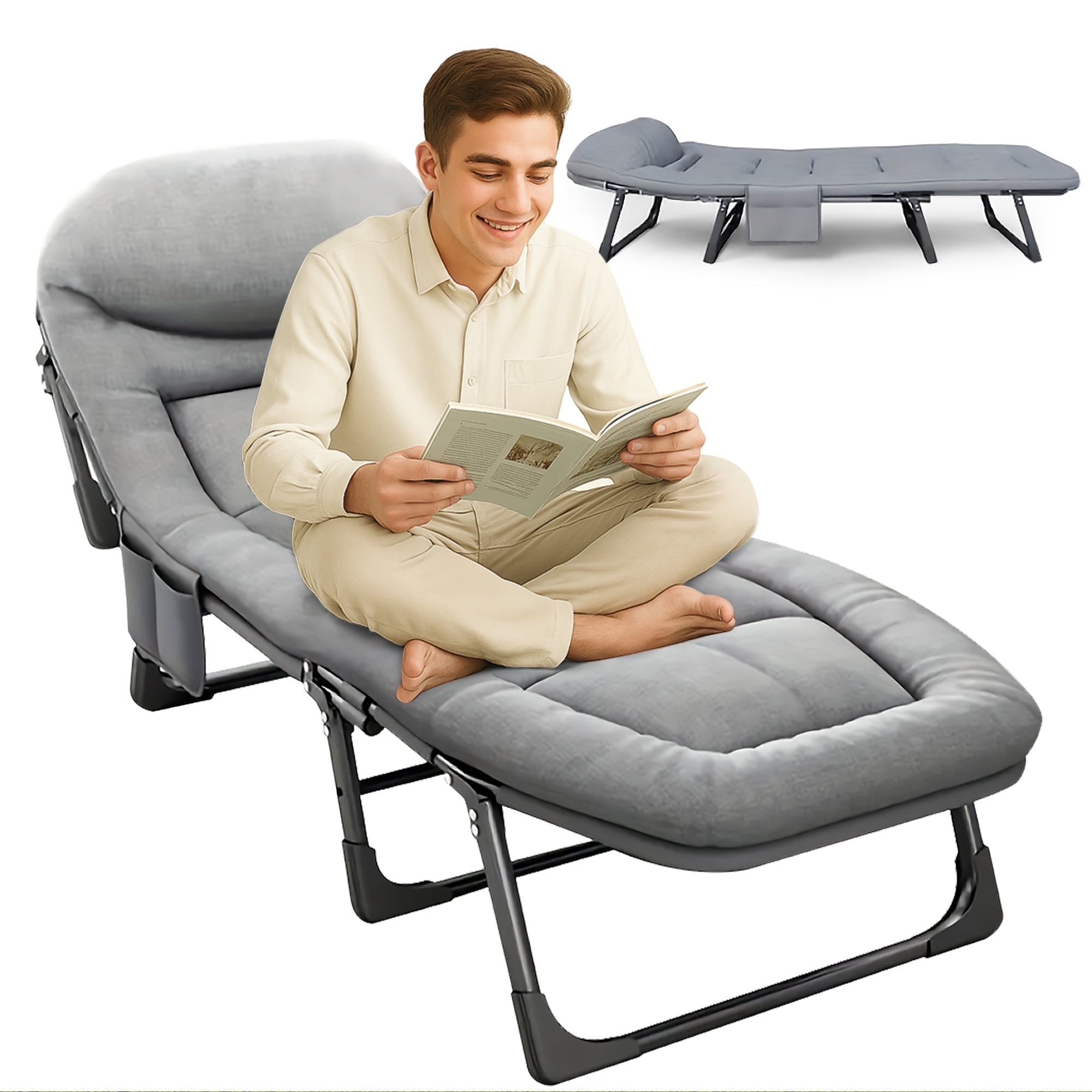 Walmart sales :  SZTAA Folding Camping Cot - 400-650lbs Capacity, Portable & Compact Lightweight Cots, Portable Folding Lounge Chair -Open Back Design for Home Office & Outdoor Use, Sturdy Steel Frame, Easy to Clean