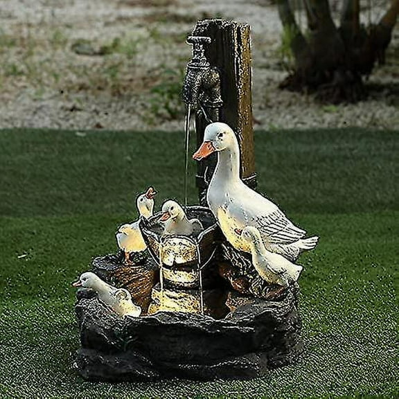 SZTXJ Garden Animal Statue Solar Fountain Led Light Garden Art Deco Outdoor Garden Sculpture (B)