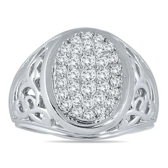 SZUL 1 Carat TW Engraved Men's Diamond Ring In 10K White Gold (J-K-L Color, I2-I3 Clarity)
