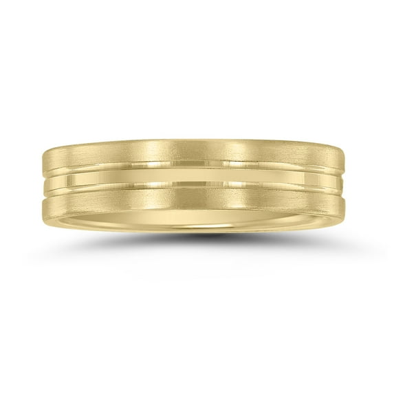 SZUL Men's 10K Yellow Gold 5MM Wedding Band with Brushed Frost Finish
