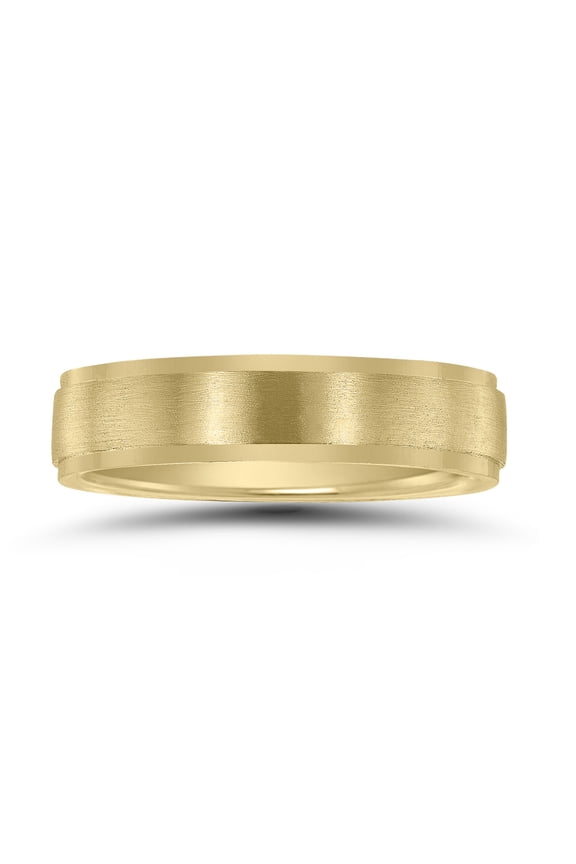 Men's 5MM Classic Matte Brushed Center Wedding Band in 10K Yellow Gold