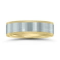 thumbnail image 1 of SZUL Men's 6mm Two Tone 10K White and Yellow Gold Wedding Band with Carved Center Design, 1 of 4