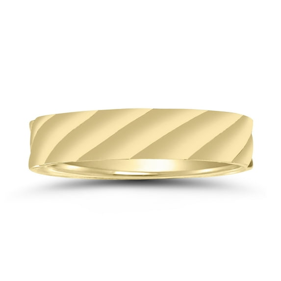 SZUL Men's Raised Wave Design 5MM Wedding Band in 10K Yellow Gold