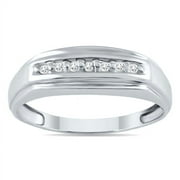 SZUL JEWELRY SZUL Men's Round Diamond Ring in 10K White Gold (I-J Color, I2-I3 Clarity)
