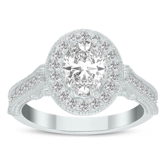 SZUL Women's 1 1/2 Carat TW Oval Lab Grown Diamond Engagement Ring in 14K White Gold