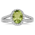 thumbnail image 1 of SZUL Women's 1 1/4 Carat Oval Peridot and Diamond Ring in 10K White Gold, 1 of 3