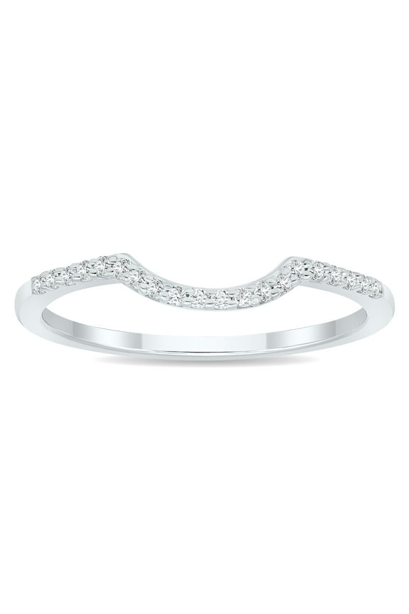 Women's 1/10 Carat TW Curved Diamond Wedding Band in 10K White Gold (J-K-L Color, I2-I3 Clarity)