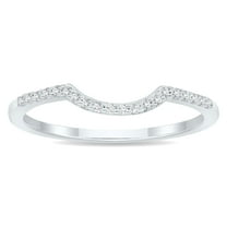 SZUL Women's 1/10 Carat TW Curved Diamond Wedding Band in 10K White Gold (J-K-L Color, I2-I3 Clarity)