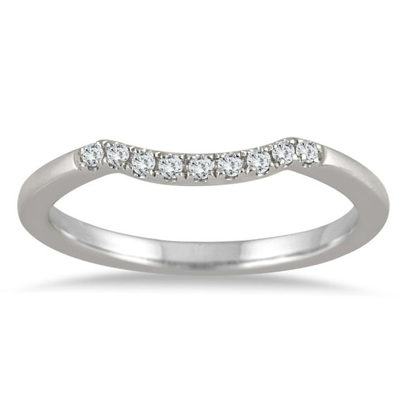 SZUL Women's 1/10 Carat TW Curved Diamond Wedding Band in 14K White Gold (I-J Color, I1-I2 Clarity)