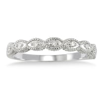 SZUL Women's 1/10 Carat TW Diamond Band in 10K White Gold (J-K-L Color, I2-I3 Clarity)