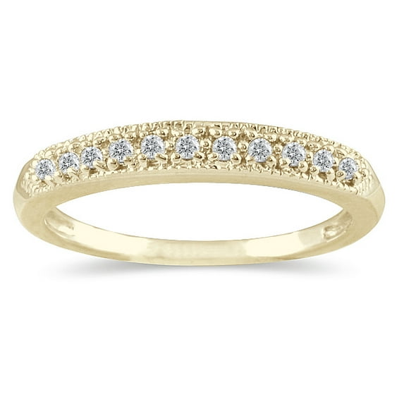 SZUL Women's 1/10 Carat TW Diamond Wedding Band in 10K Yellow Gold (J-K-L Color, I2-I3 Clarity)