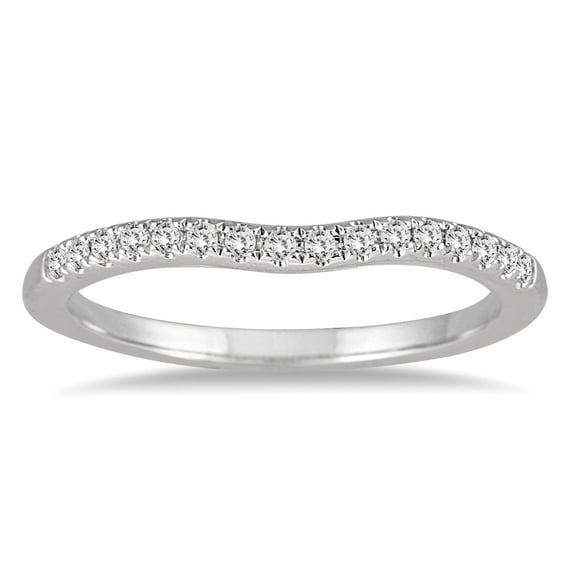 SZUL Women's 1/10 Carat TW Diamond Wedding Band in 14K White Gold (I-J Color, I2-I3 Clarity)
