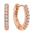 thumbnail image 1 of SZUL Women's 1/10 Carat TW Small Diamond Huggie Hoop Earrings in 10K Rose Gold (J-K-L Color, I2-I3 Clarity), 1 of 5
