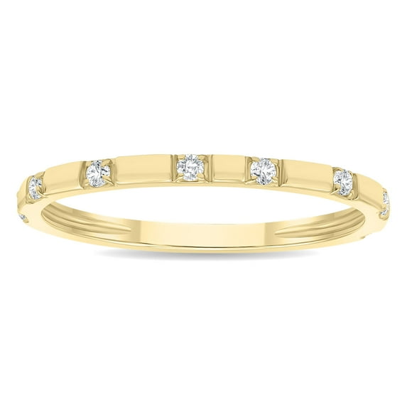 SZUL Women's 1/10 Carat TW Thin Diamond Wedding or Fashion Band in 10K Yellow Gold