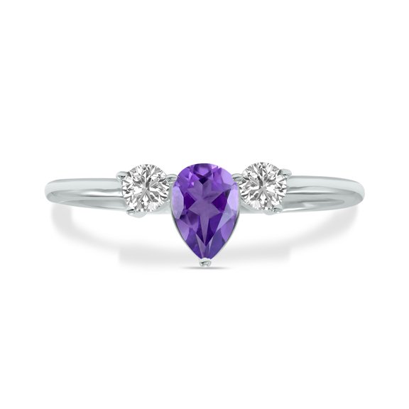 SZUL Women's 1/2 CTW Amethyst and Lab Grown Diamond Ring in 10K White Gold