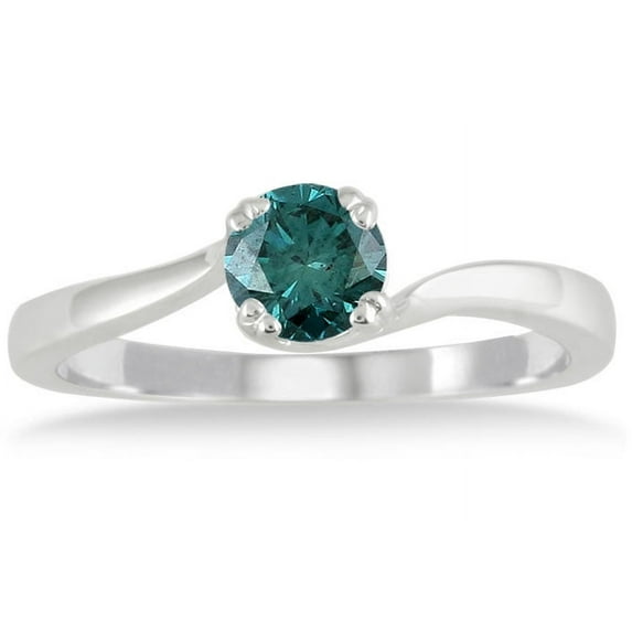 SZUL Women's 1/2 Carat Blue Diamond Ring in 10K White Gold