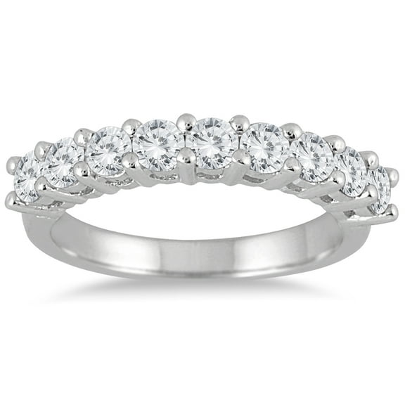 SZUL Women's 1/2 Carat TW Diamond 9 Stone Wedding Band in 10K White Gold  (J-K-L Color, I2-I3 Clarity)