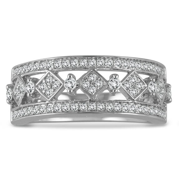 SZUL Women's 1/2 Carat TW Diamond Byzintine Inspired Ring in 10K White Gold (J-K-L Color, I2-I3 Clarity)